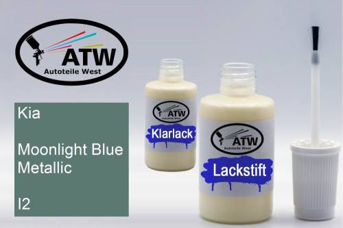 Kia, Moonlight Blue Metallic, I2: 20ml Lackstift + 20ml Klarlack - Set, von ATW Autoteile West.